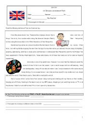 English Worksheet: Assessment Test on Hobbies