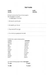 English Worksheet: test paper