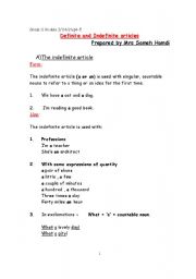 English worksheet: definite and indefinite articles