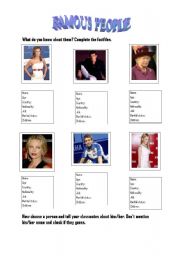 English worksheet: Famous people