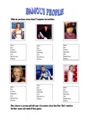 English Worksheet: Famous people