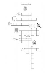 English worksheet: classroom objects puzzle