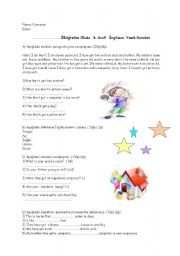 English worksheet: exam for the 6th classes