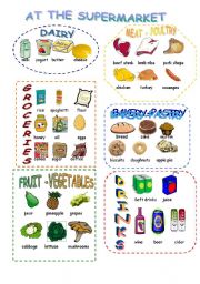 English Worksheet: At the supermarket food pictionary