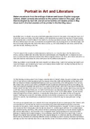 English Worksheet: portrait in Art and Literature