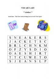 English worksheet: vocabulary_ clothes