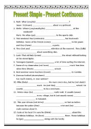 English Worksheet: Present Simple - Present Continuous