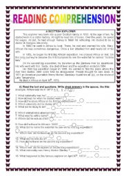 English Worksheet: reading comprehension