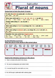 English Worksheet: Plural of nouns