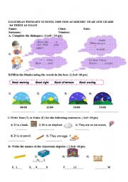 English Worksheet: 4th grade exam