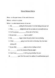 English Worksheet: Were, where and were 