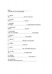 English Worksheet: Homonyms