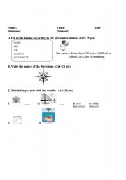 English worksheet: directions and vocabulary