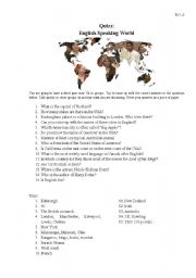 English Worksheet: English speaking world