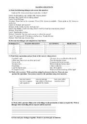 English Worksheet: making and esponding to requests