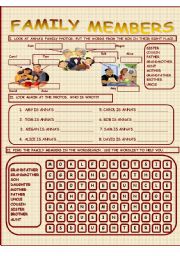 English Worksheet: FAMILY MEMBERS