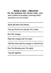 English worksheet: Making a Salad-Imperative