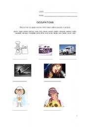 English worksheet: OCCUPATIONS