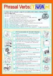 English Worksheet: Phrasal verbs (7/10): TURN