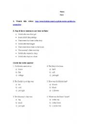 English Worksheet: Goldilocks true or false