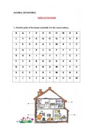 English worksheet: parts of the house