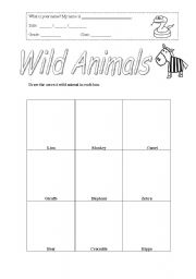 English worksheet: Wild animals 1st grade