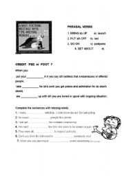 English Worksheet: WARM-UP: chosen phrasals and idioms