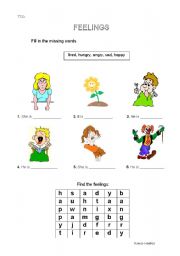English worksheet: Feelings worksheet