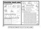 English Worksheet: Pictioactivities: domestic animals