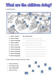 English Worksheet: What are the children doing?