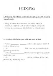 English worksheet: Hedging