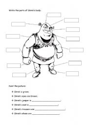 The parts of Shrek´s body - ESL worksheet by martamatos