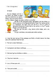 English Worksheet: Reading comprehension - The Simpsons