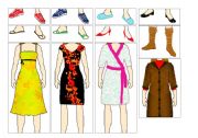 English Worksheet: Clothes paper doll - 3 (shoes and whole body clothes)