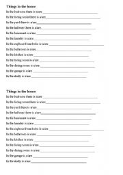 English worksheet: Things inside my house word list