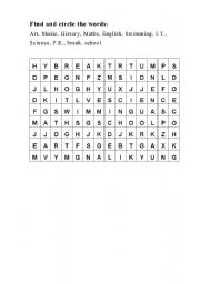 English Worksheet: School subjects