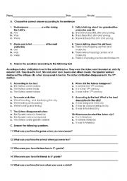 English Worksheet: PAST WAS - WERE AND PAST SIMPLE VEBS