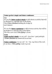 English worksheet: Future Perfect Simple and Future Continuous Worksheet