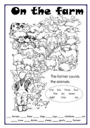 English Worksheet: On the farm - Count the animals