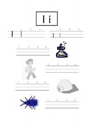 English Worksheet: I letter writing practice sheet - for use with Lets Go Starter (1st edition)