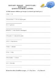 English worksheet: have got / has got