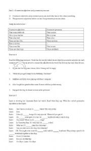 English worksheet: Possessive adjectives and possessive pronouns