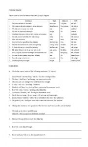 English worksheet: Future tense