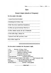 English worksheet: adverbs of frequency