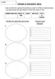 English Worksheet: Design a balanced meal