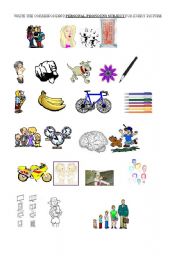 English Worksheet: Personal pronouns subject
