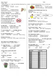 English Worksheet: exam paper