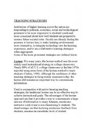 English Worksheet: Teaching Strategies