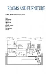 English Worksheet: rooms and furniture
