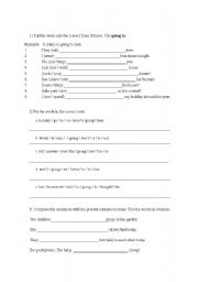 English Worksheet: Going to exercises